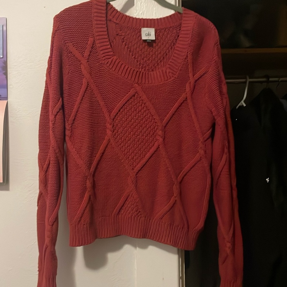 Cabi red square neck pullover sweater